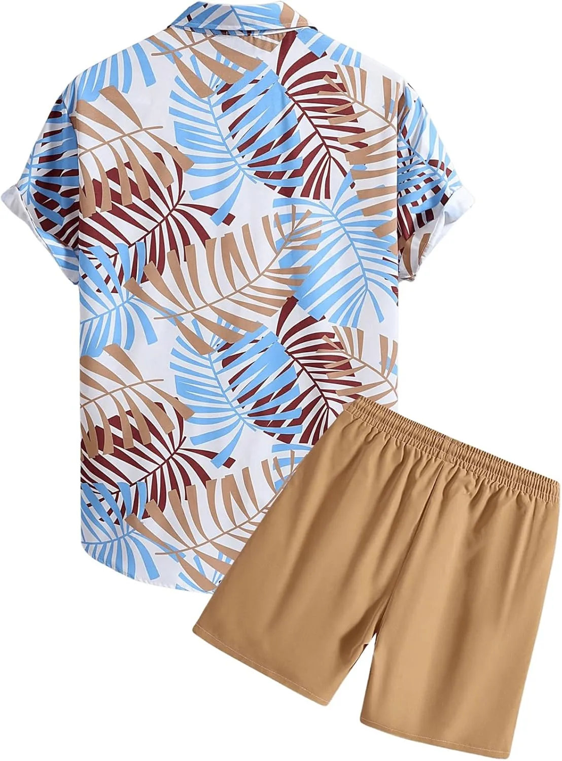 COZYEASE Men's 2 Piece Hawaiian Outfits Short Sleeve Button Down Shirt and Shorts Set Beach Tracksuits