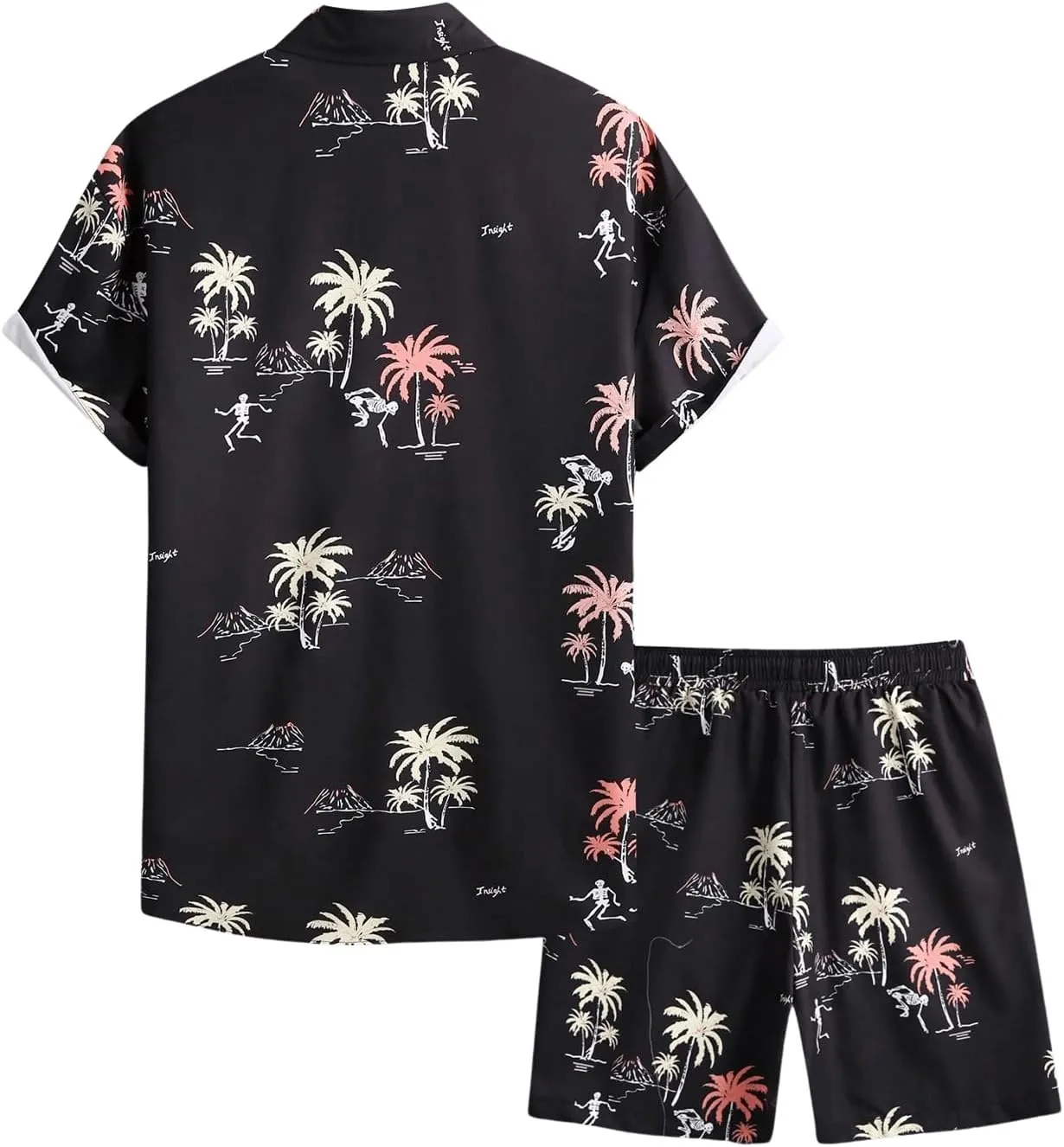 COZYEASE Men's 2 Piece Hawaiian Outfits Short Sleeve Button Down Shirt and Shorts Set Beach Tracksuits