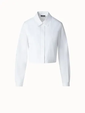 Cropped Pleated Cotton Blouse
