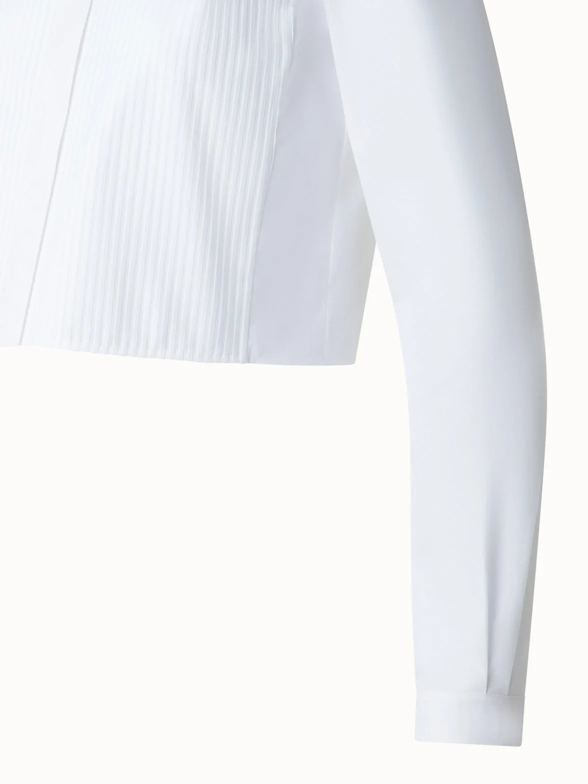Cropped Pleated Cotton Blouse
