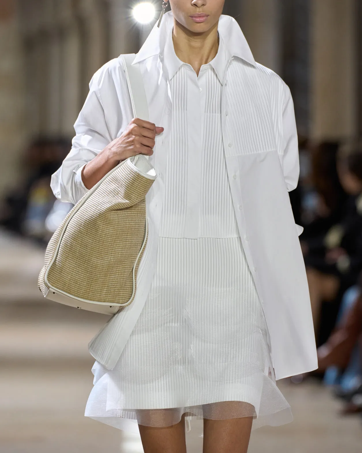 Cropped Pleated Cotton Blouse