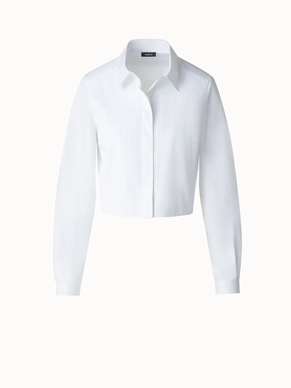 Cropped Pleated Cotton Blouse