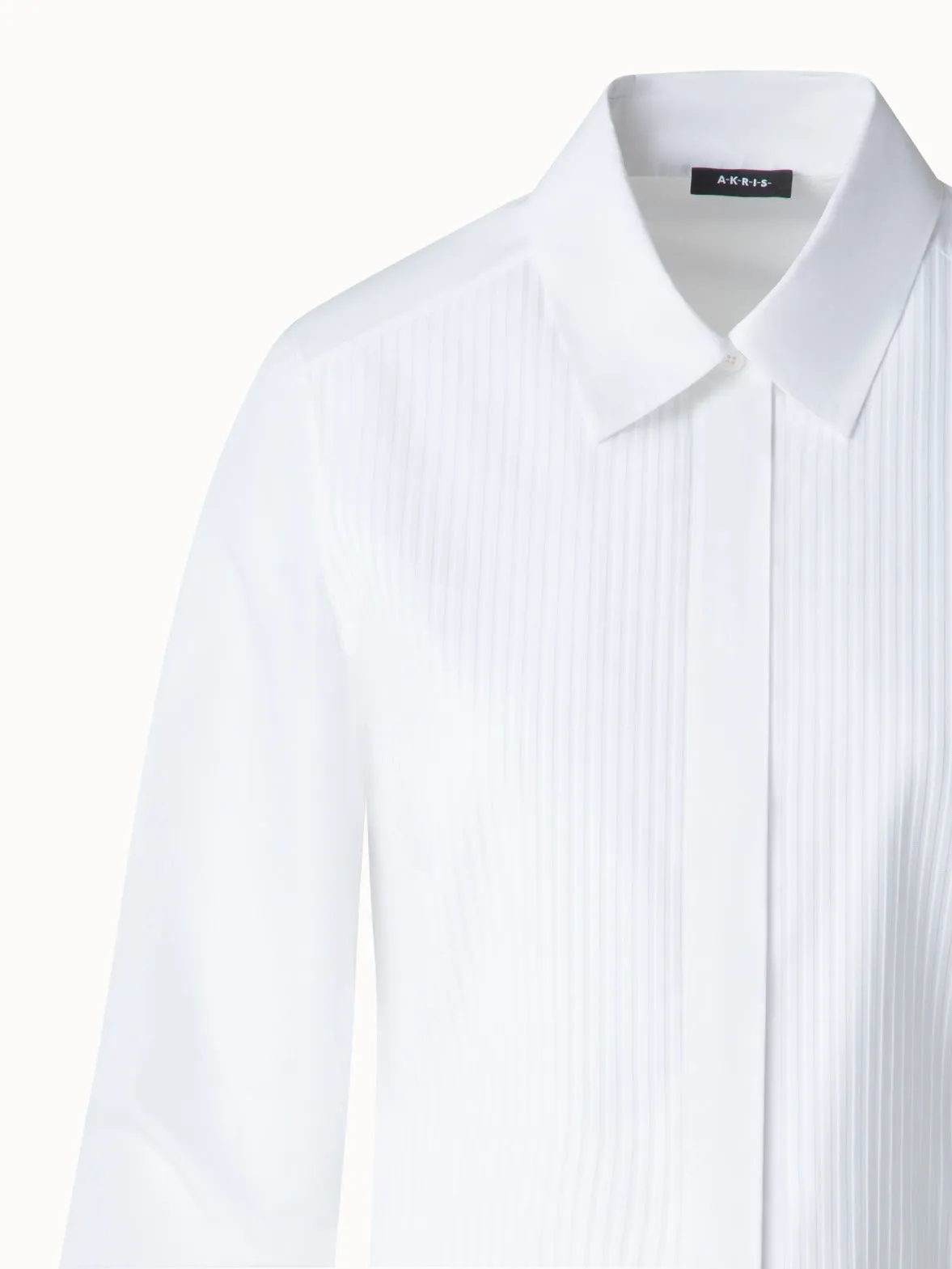 Cropped Pleated Cotton Blouse