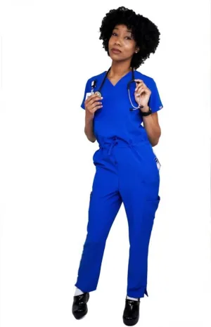 Davison Joccini 1-Piece Nursing Scrubs Jumpsuit with Button Flap for Fast Bathroom Access, Comfortable Straight-Leg Design