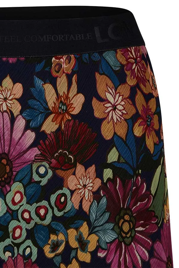 DEEP BLUE FLORAL PRINT SKIRT