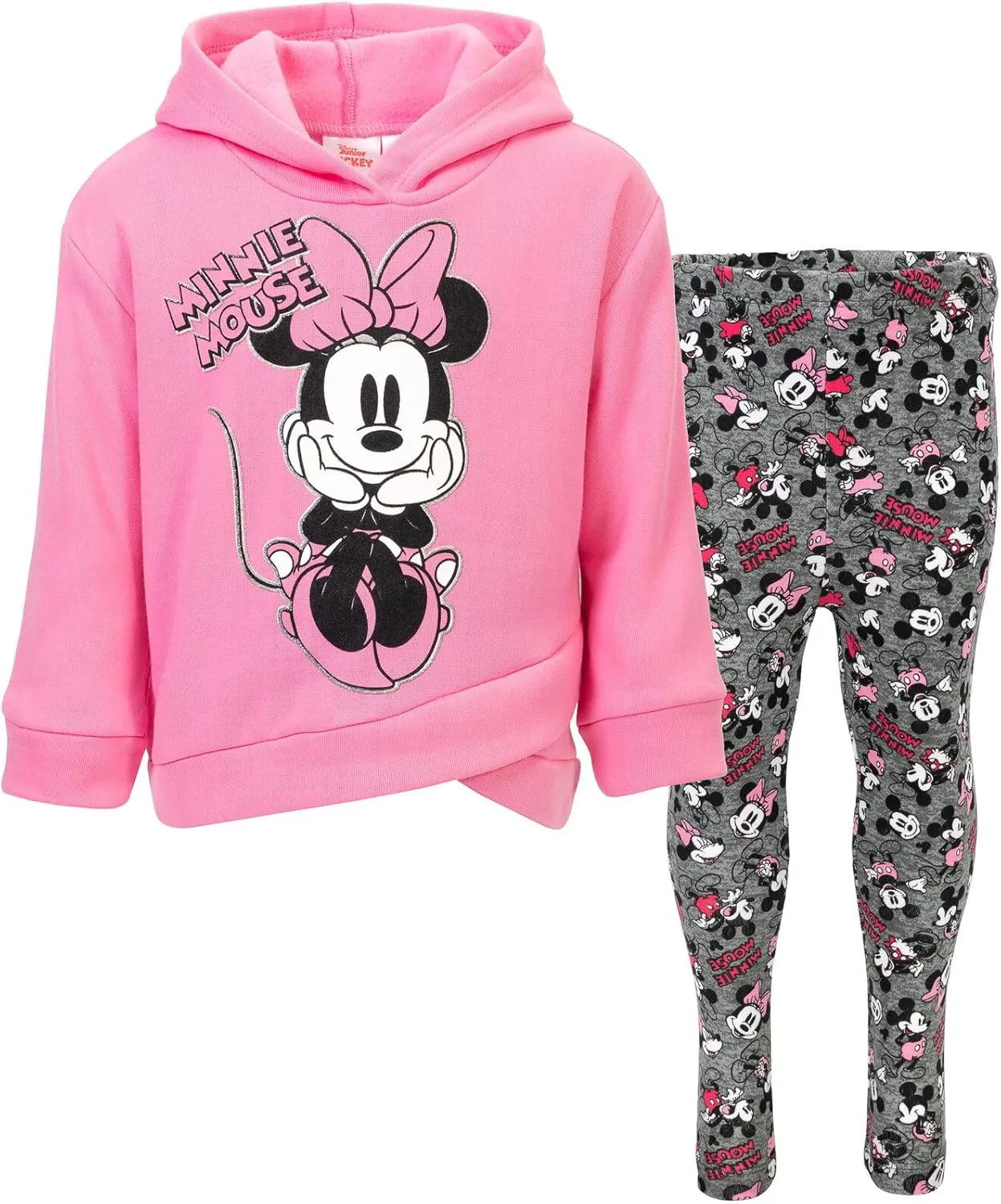 Disney Minnie Mouse Mickey Mouse Pullover Fleece Hoodie and Leggings Outfit Set Infant to Big Kid Sizes (12 Months - 14-16)