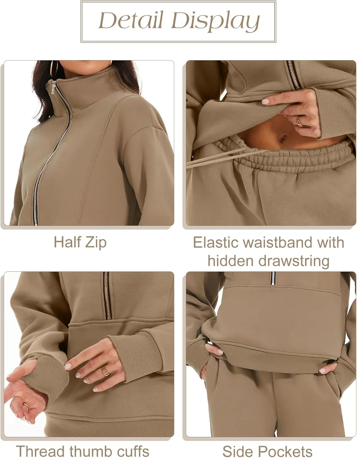 Eisctnd Womens Fleece 2 Piece Sweatsuit Lounge Set Long Sleeve Sweatshirt Jogger Pants Tracksuit Sweatsuit 2025 Fall Sets