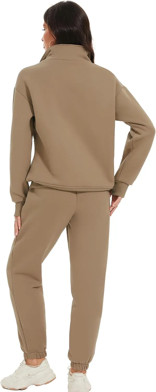 Eisctnd Womens Fleece 2 Piece Sweatsuit Lounge Set Long Sleeve Sweatshirt Jogger Pants Tracksuit Sweatsuit 2025 Fall Sets