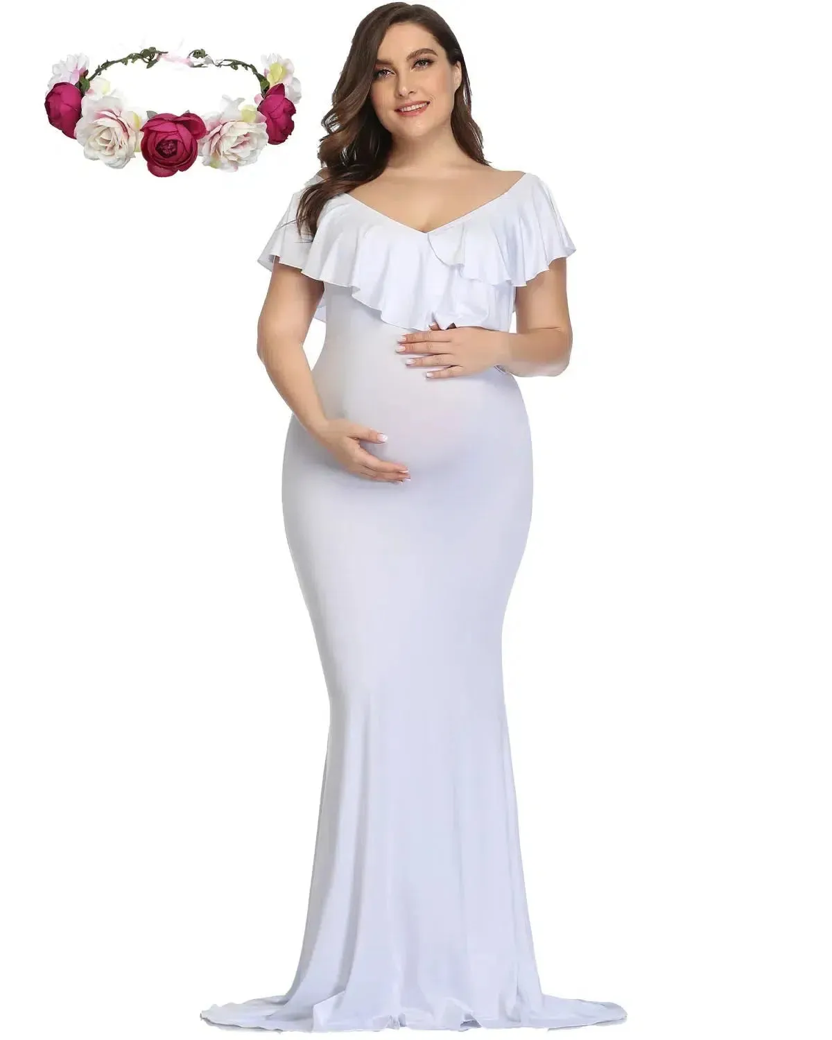Elegant Cotton Maternity Photography Dress