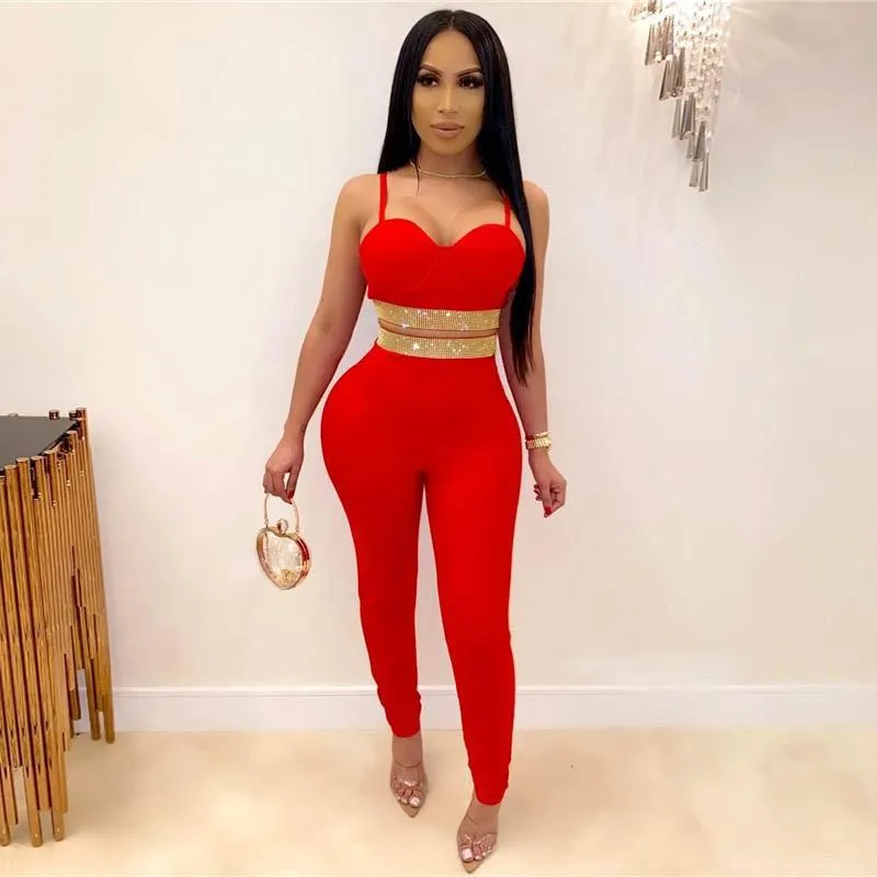 Elegant Rhinestone Two Piece Set