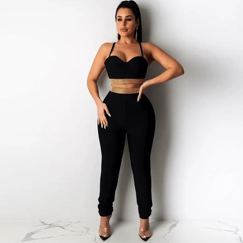 Elegant Rhinestone Two Piece Set