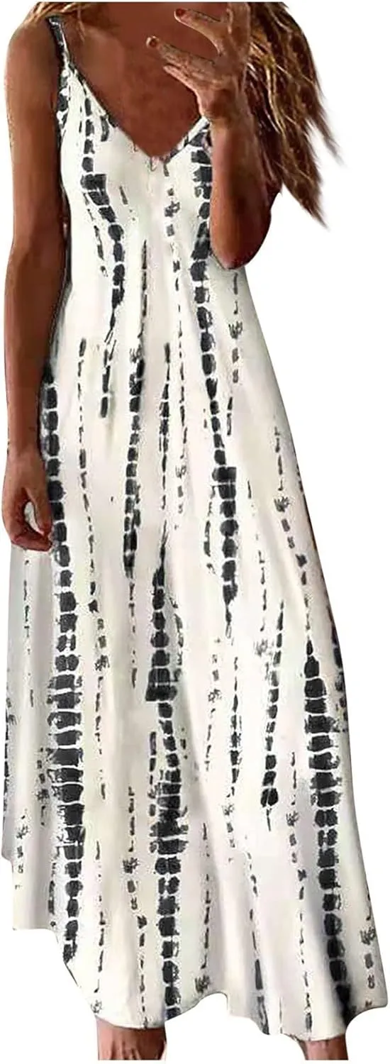 Elegant Sleeveless Maxi Dress for Women 2025 Flowy Hawaiian Resort Wear, Dresses for Women