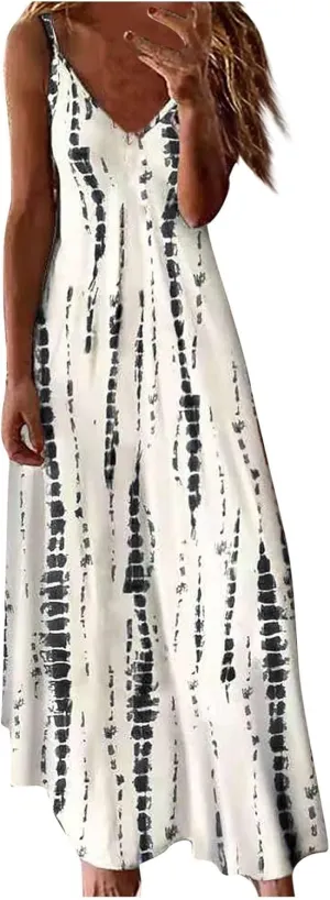 Elegant Sleeveless Maxi Dress for Women 2025 Flowy Hawaiian Resort Wear, Dresses for Women