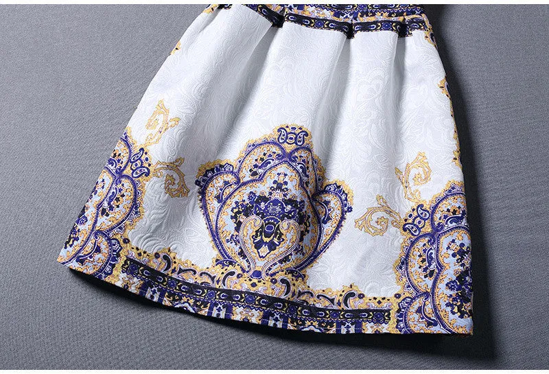Elegant Vintage Flower Print Sleeveless Mini Tank Dress