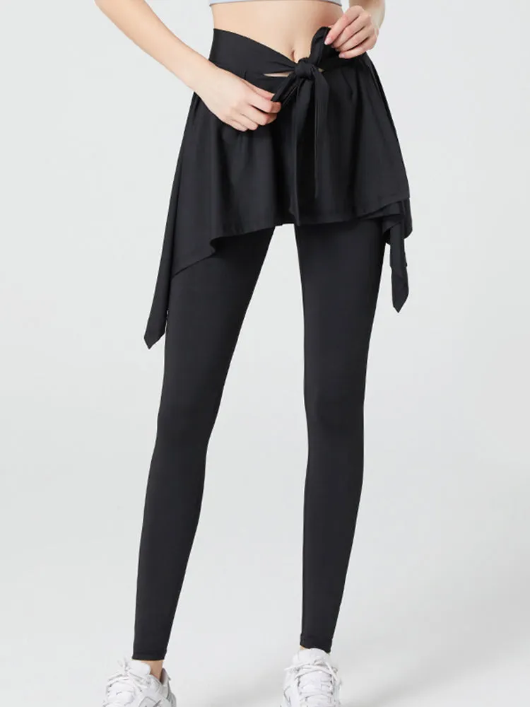 Fake Two Pieces Yoga Outfits Sports Leggings