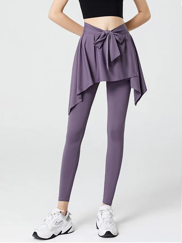 Fake Two Pieces Yoga Outfits Sports Leggings