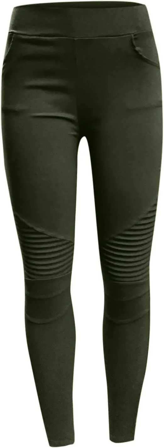 Fashion Women Skinny Pants High Waist Stretch Pencil Trousers Slim Ruched Zipper Work Pant Plus Size Casual Solid Pants