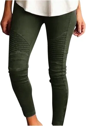 Fashion Women Skinny Pants High Waist Stretch Pencil Trousers Slim Ruched Zipper Work Pant Plus Size Casual Solid Pants
