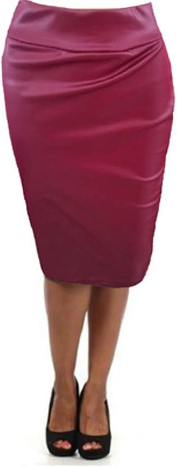 Faux PU Skirts for Women 2025 Fashion Warp Dance Skit Leather Bodycon Pencil Knee Length Skirts for Dance Prom