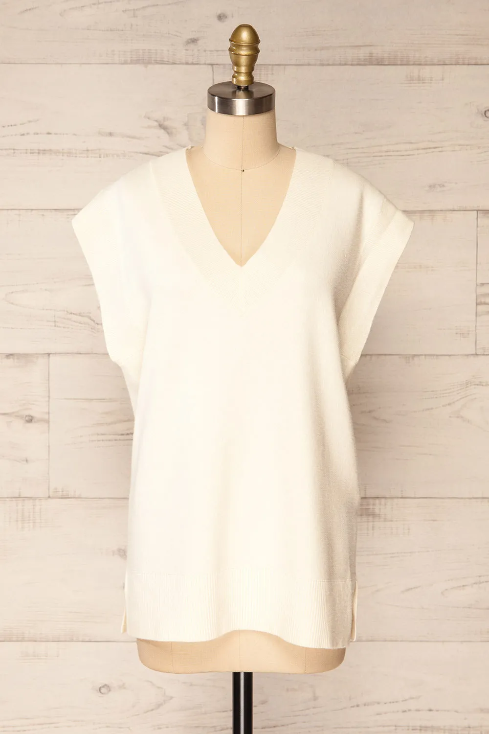 Ferrol Ivory | Sleeveless Knit Vest