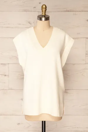 Ferrol Ivory | Sleeveless Knit Vest