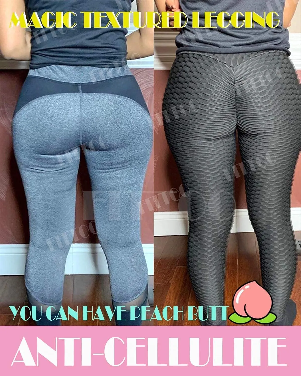 FITTOO Womens High Waisted Yoga Pants Tummy Control Scrunched Booty Leggings Workout Running Butt Lift Textured Tights