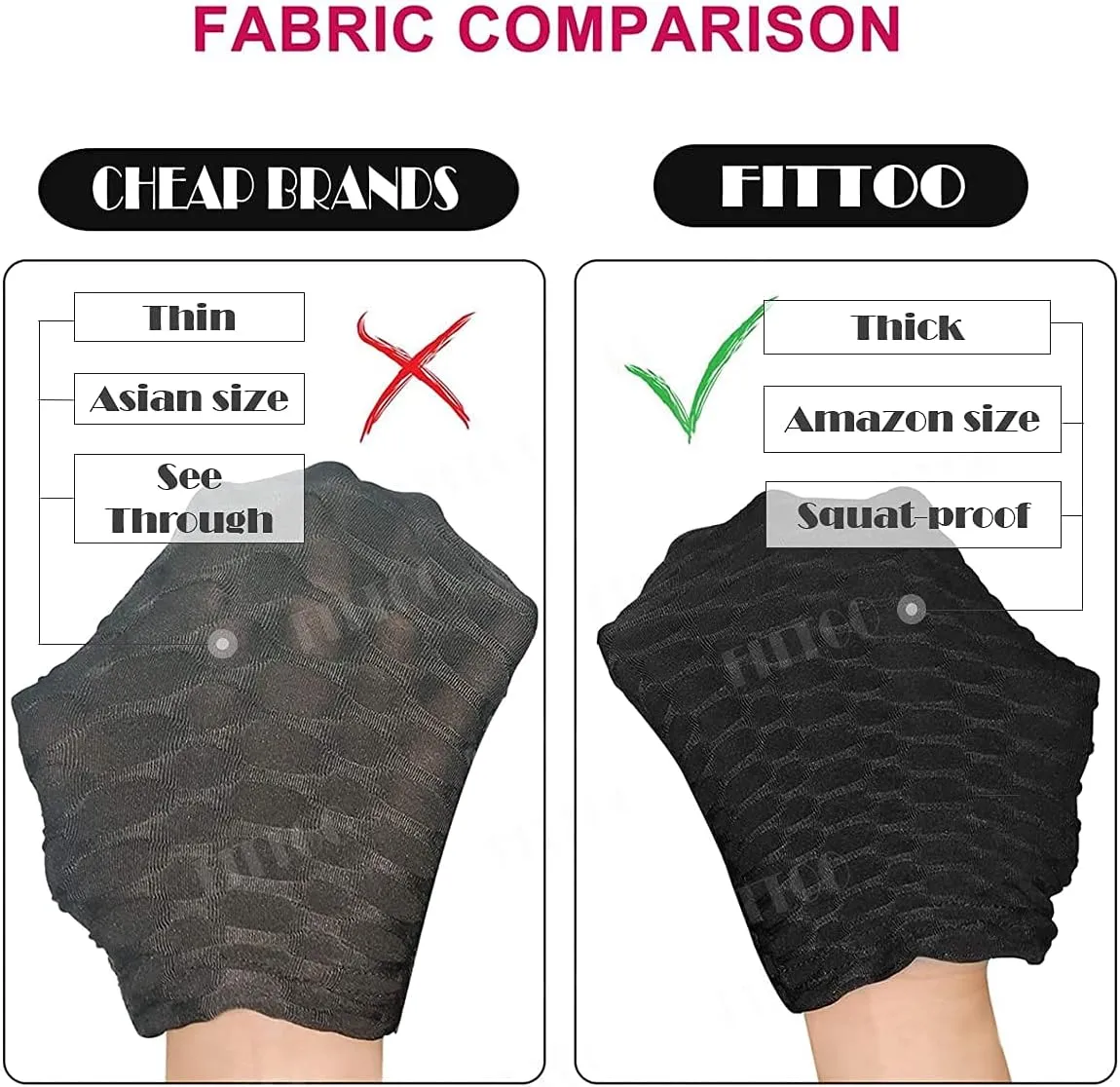 FITTOO Womens High Waisted Yoga Pants Tummy Control Scrunched Booty Leggings Workout Running Butt Lift Textured Tights