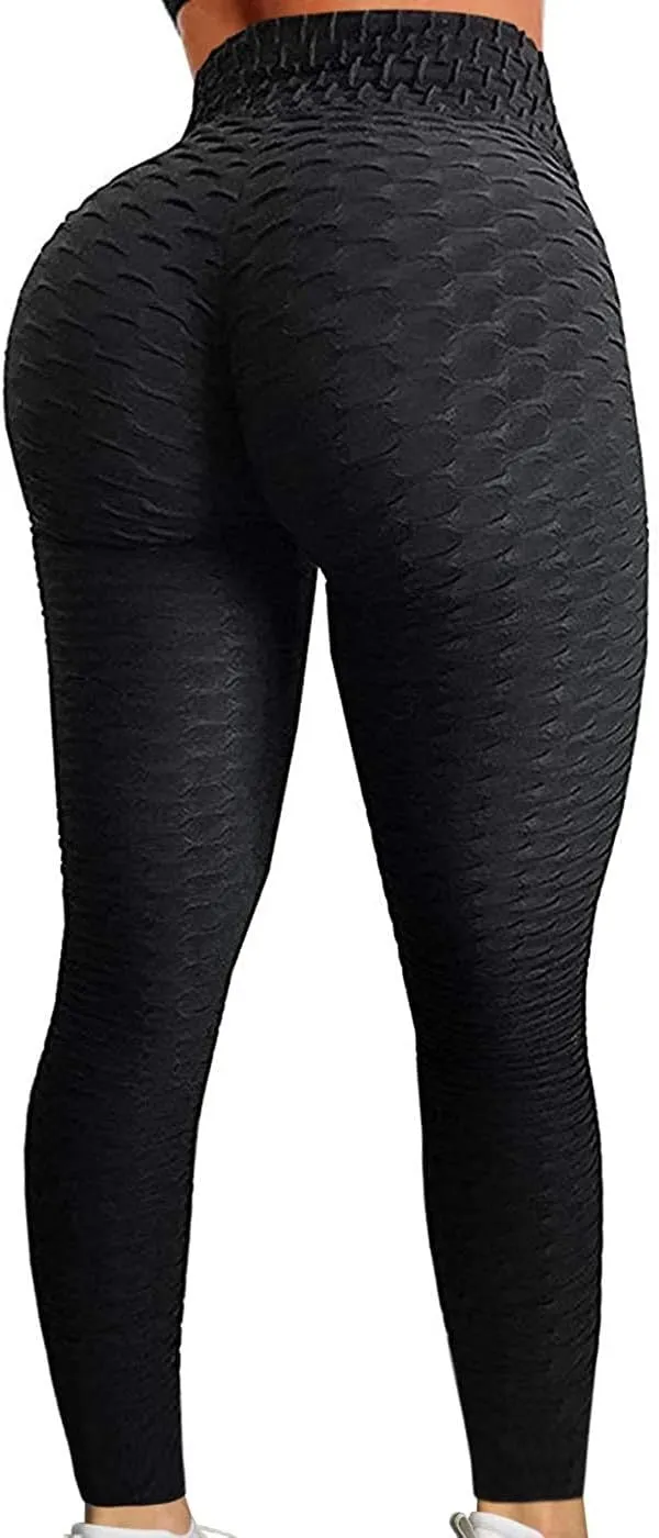 FITTOO Womens High Waisted Yoga Pants Tummy Control Scrunched Booty Leggings Workout Running Butt Lift Textured Tights
