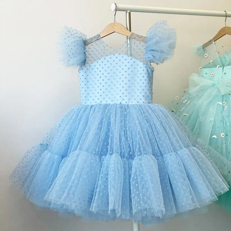 Flower Girl Dresses Elegant Wedding Party Princess Dress Kids Dresses For Girls Fancy Christmas Tulle Tutu Costumes For Children