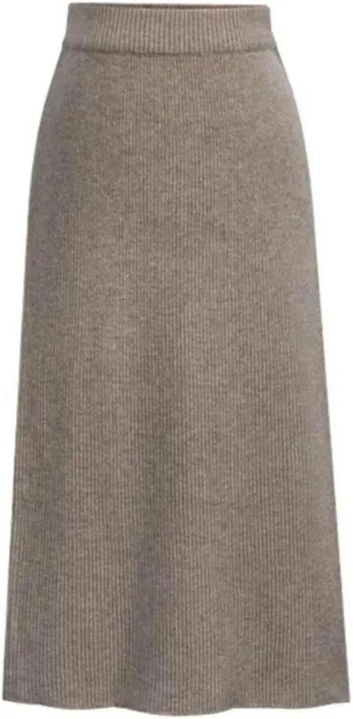 Fnfmrfmr Women Solid Office Lady Woolen Skirt High Waist Warm Slit A-Line Pleated Skirts
