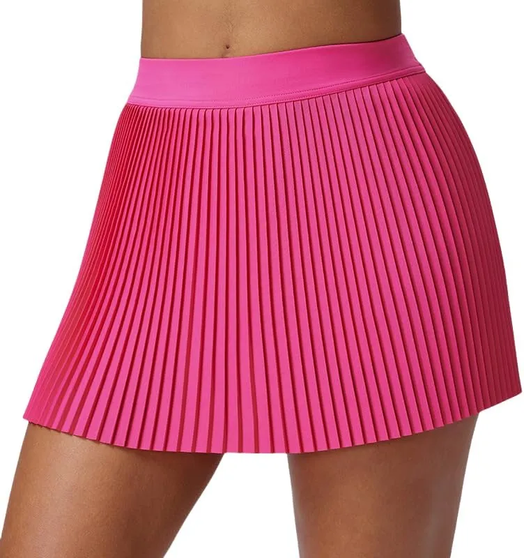 FUNSEED Pleated Tennis Skirts for Women High Waist Golf Skirt Tummy Control Athletic Skorts for Running Workout Pickleball