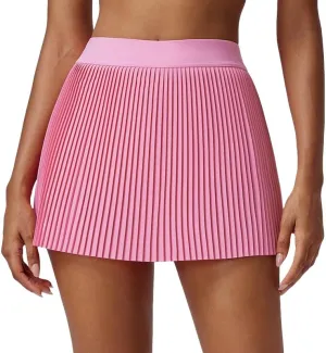 FUNSEED Pleated Tennis Skirts for Women High Waist Golf Skirt Tummy Control Athletic Skorts for Running Workout Pickleball