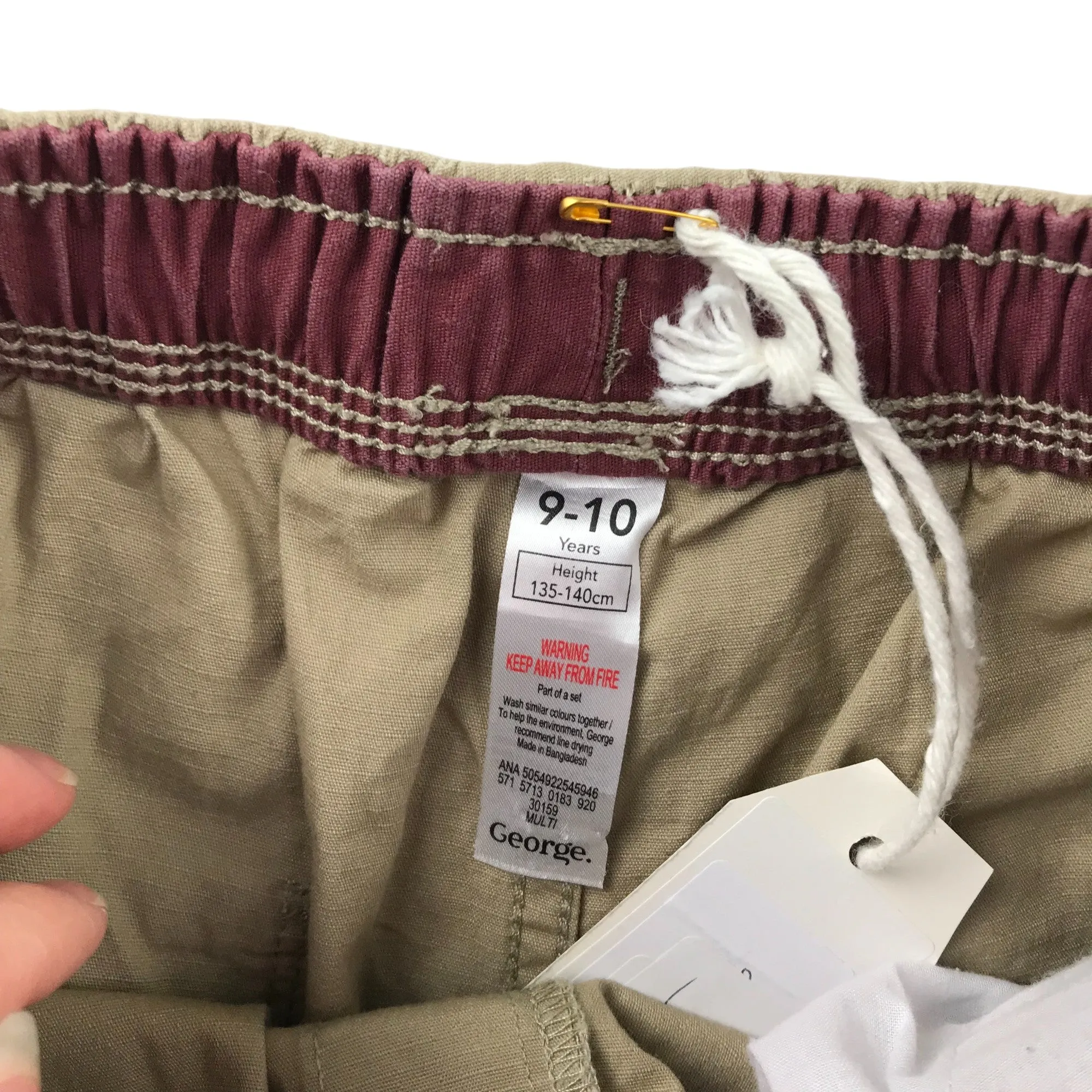 George Shorts Age 9 Beige Plain Pull up Cotton