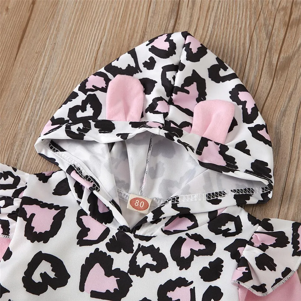 Girls Hooded Leopard Long Sleeve Top & Pants Toddler Girls Wholesale