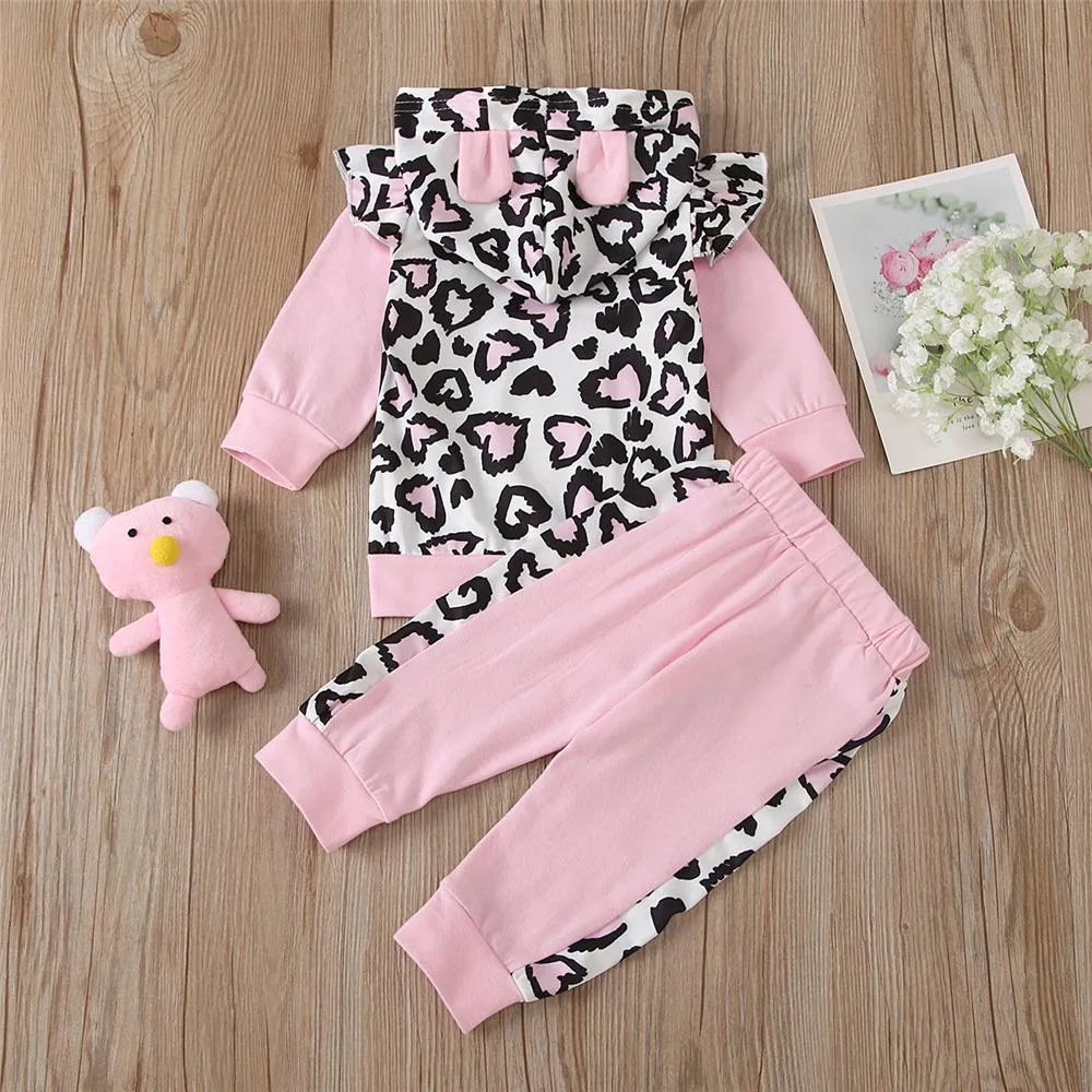 Girls Hooded Leopard Long Sleeve Top & Pants Toddler Girls Wholesale