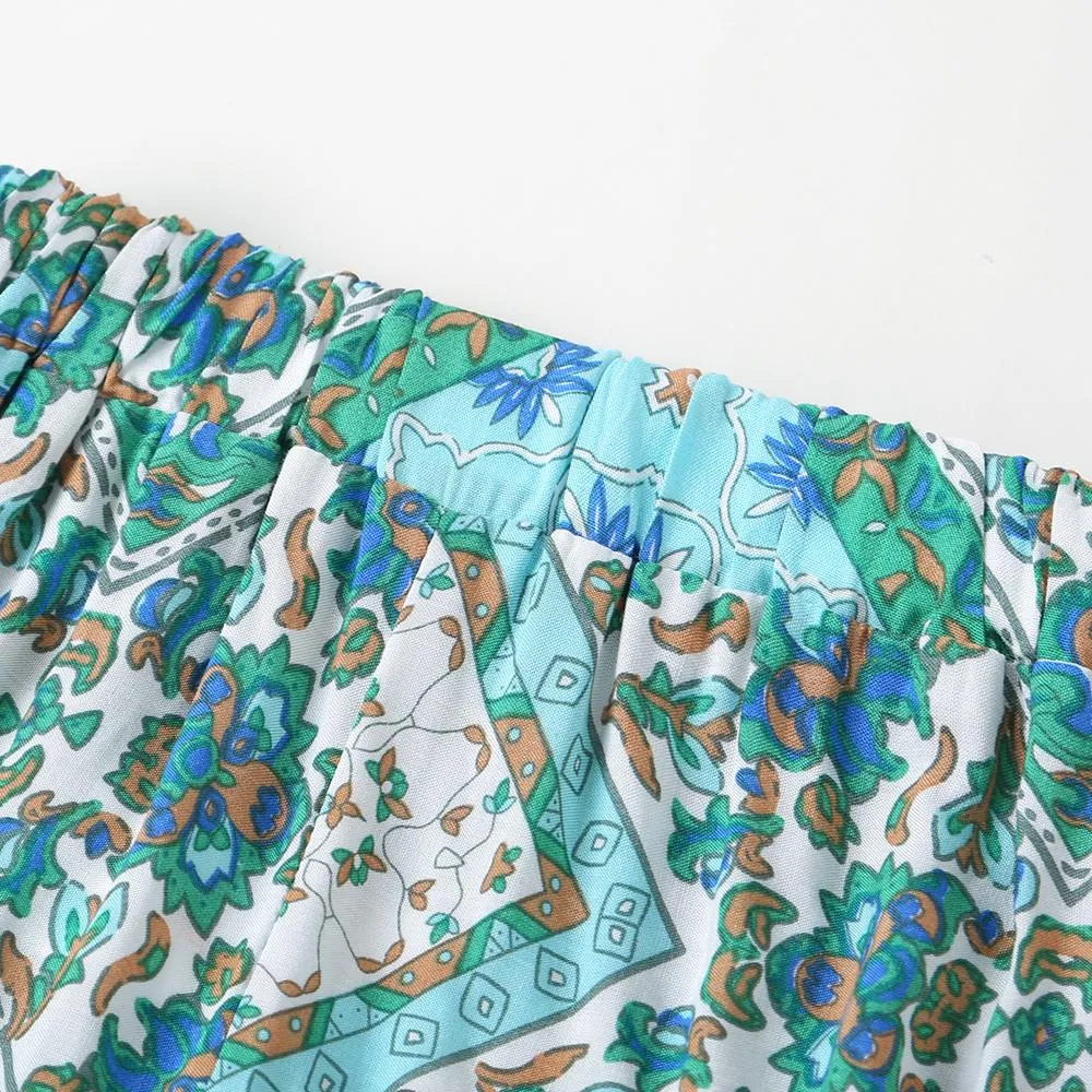 Girls Tribal Print Shirred Cami Top & Belted Pants