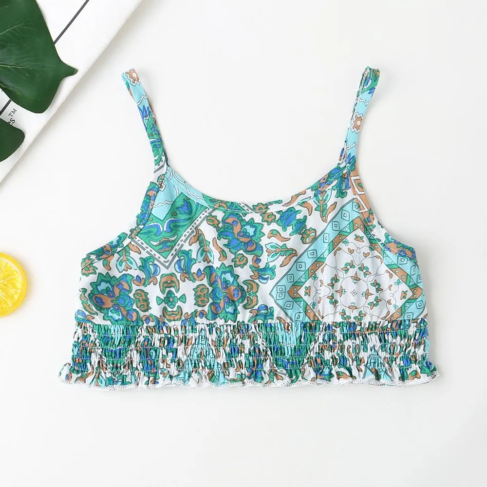Girls Tribal Print Shirred Cami Top & Belted Pants