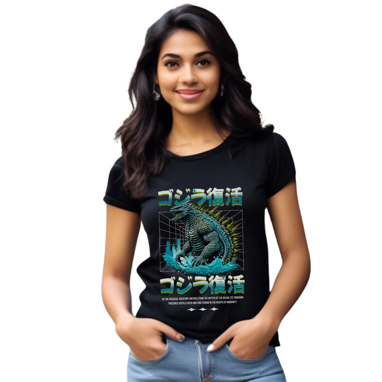Godzilla Womens cotton printed T-shirt