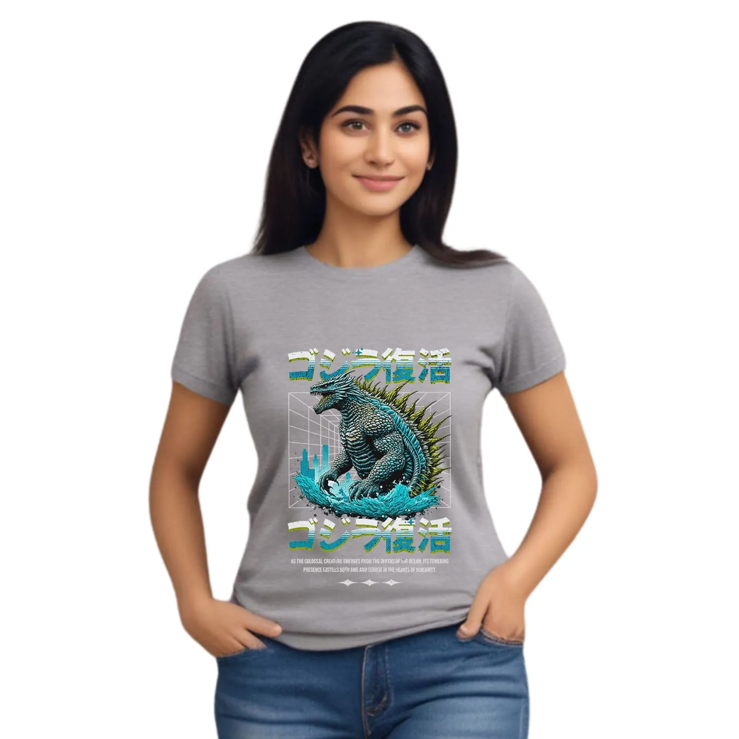 Godzilla Womens cotton printed T-shirt