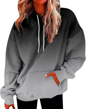 GOFULY Women'S Fashion Hoodies & Sweatshirts Long Sleeve Drawstring Sweatshirt Gradient Color Fall Pullover Hoodie 2024