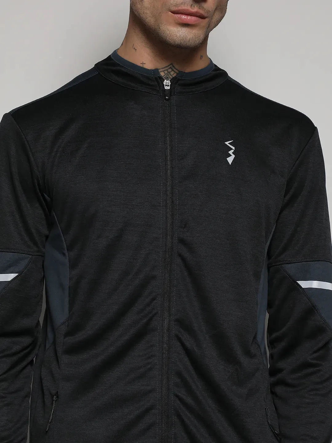 Heathered Activewear Jacket With Contrast Detail