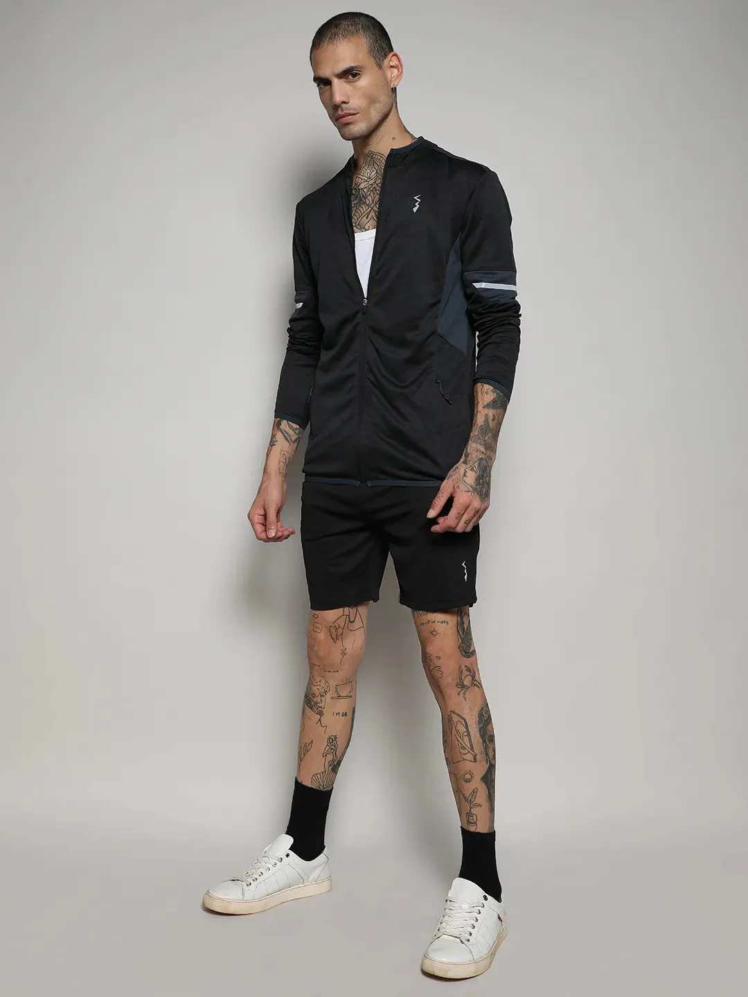 Heathered Activewear Jacket With Contrast Detail