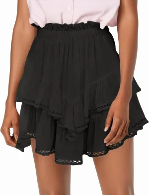 High Waisted Skirts for Women Trendy Summer Asymmetrical Hem Flowy Boho Cute Dress