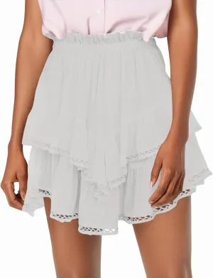High Waisted Skirts for Women Trendy Summer Asymmetrical Hem Flowy Boho Cute Dress