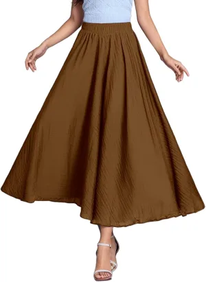 high Waisted Skirts fro Women, Girls Elastic Waist Long Flowy Bohemian Loose Casual Maxi Skirt for Summer Beach Holiday
