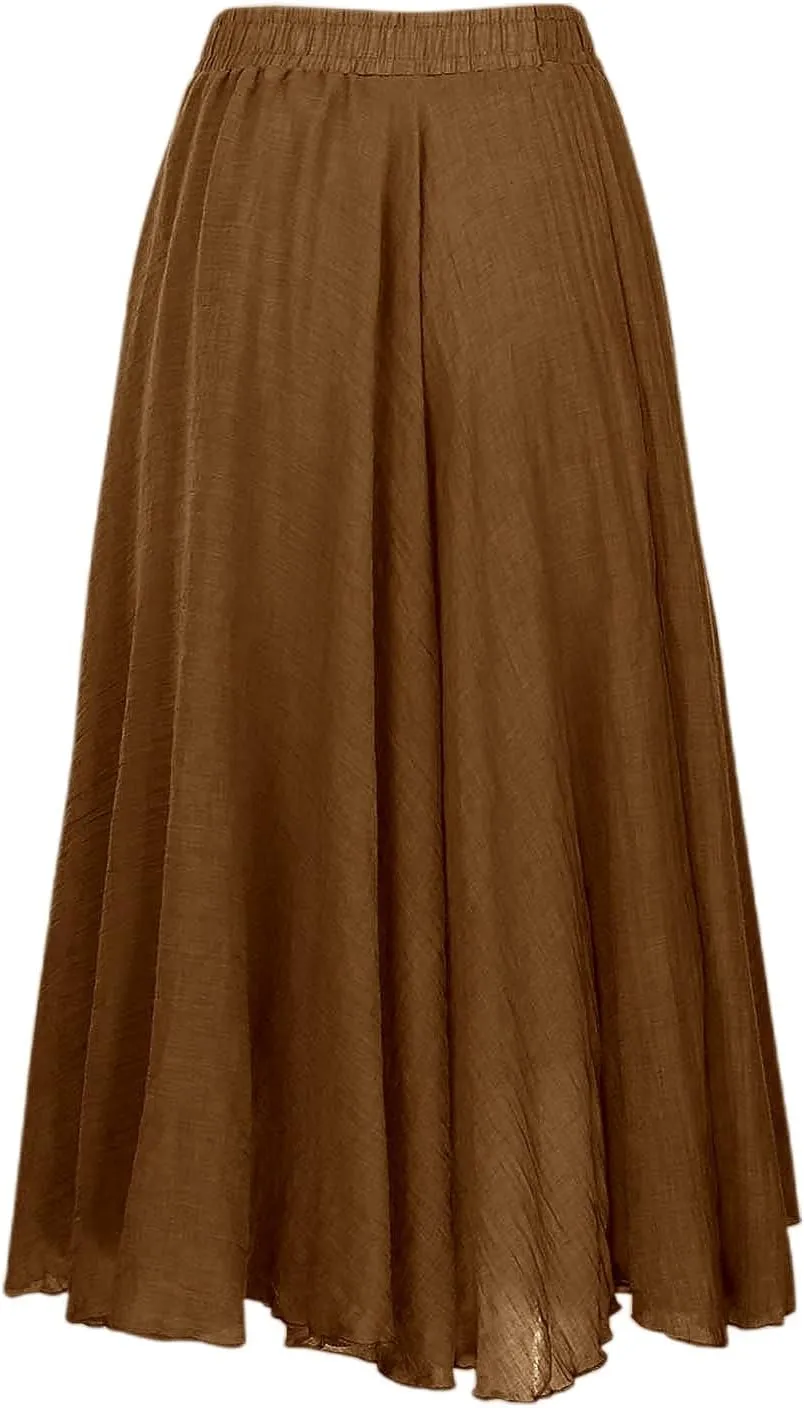 high Waisted Skirts fro Women, Girls Elastic Waist Long Flowy Bohemian Loose Casual Maxi Skirt for Summer Beach Holiday