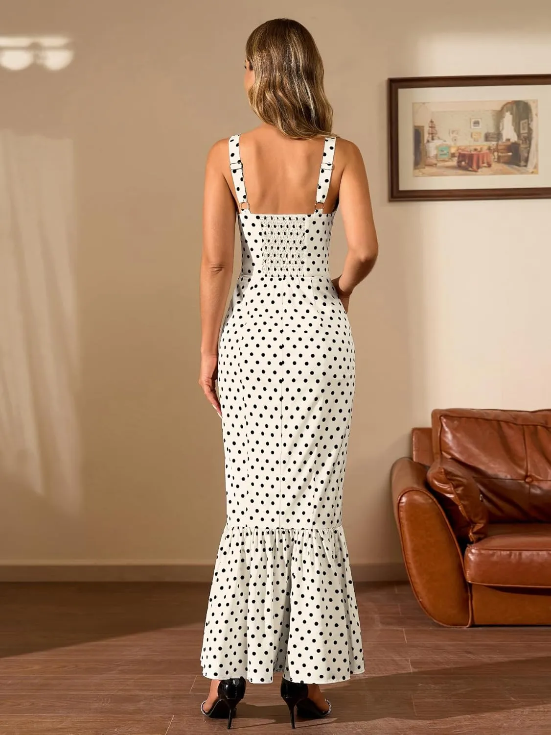 HTZMO Women Casual Summer Floral Maxi Dress Square Neck Boho Wedding Guest Elegant Long Sundress