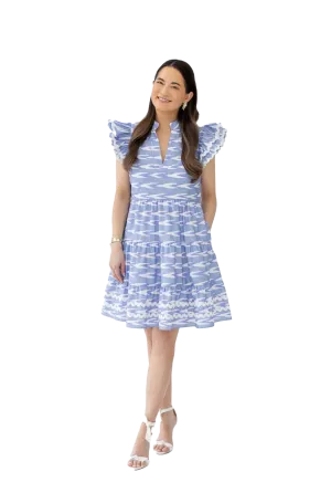 Hudson Flutter Sleeve Tunic Dress Serenity Ikat