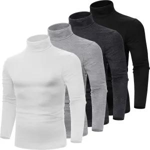 Huukeay 4 Pack Men's Turtleneck Shirts, Long Sleeve Casual Pullover Lightweight Slim Fit Knitted Sweaters Basic Soft Tops