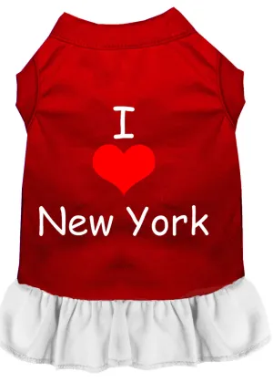 I Heart New York Screen Print Dress Red With White Xxl